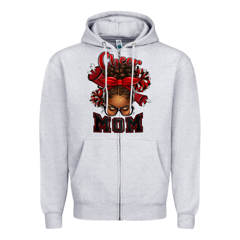 Cheer Mom Afro Messy Bun Zipper Hoodie by texasbilliewilder | Teevron