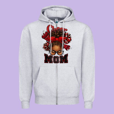 Cheer Mom Afro Messy Bun Zipper Hoodie Designed By Texasbilliewilder