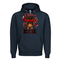 Navy cheer mom afro messy bun Zipper Hoodie - texasbilliewilder