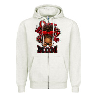 Oatmeal Heather cheer mom afro messy bun Zipper Hoodie - texasbilliewilder