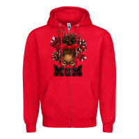 Red cheer mom afro messy bun Zipper Hoodie - texasbilliewilder