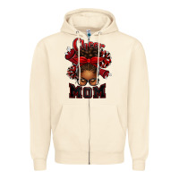 Sandshell cheer mom afro messy bun Zipper Hoodie - texasbilliewilder