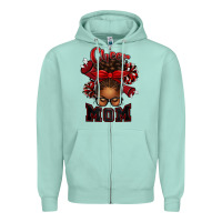 Seafoam cheer mom afro messy bun Zipper Hoodie - texasbilliewilder