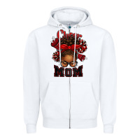 White cheer mom afro messy bun Zipper Hoodie - texasbilliewilder