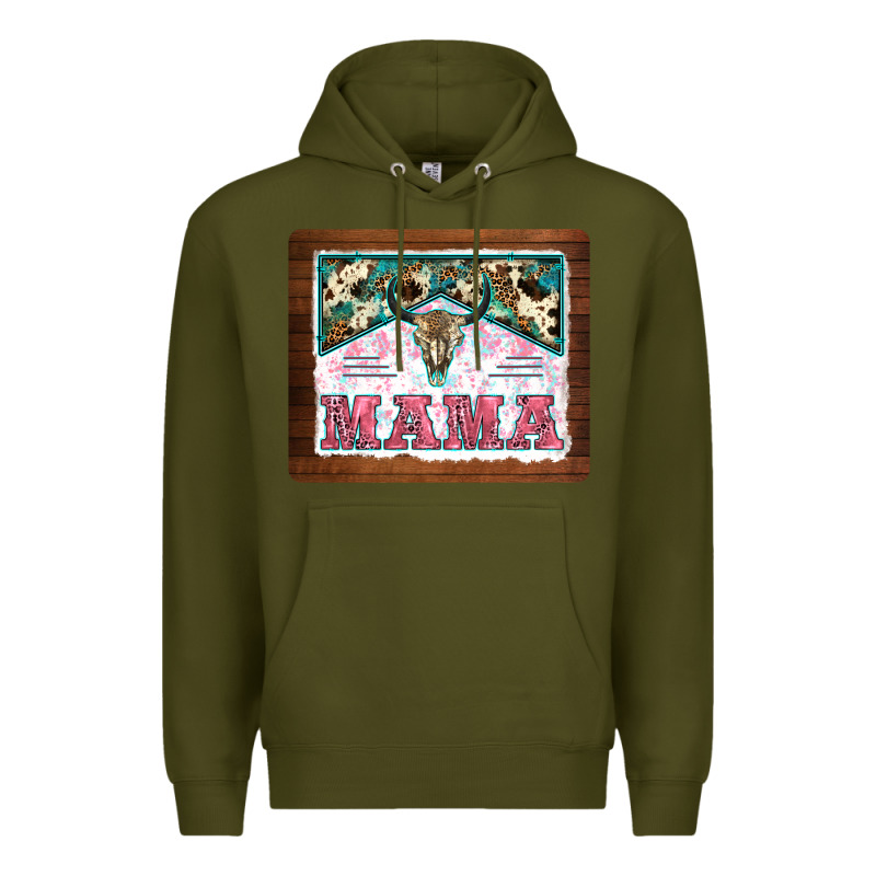 Western Bull Skull Mama Mousepad Premium Hoodie by BarkalooDesign | Teevron