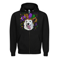 Black mardi gras hat  white shepherd Zipper Hoodie - RanaPortraitStore
