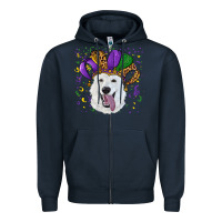 Navy mardi gras hat  white shepherd Zipper Hoodie - RanaPortraitStore