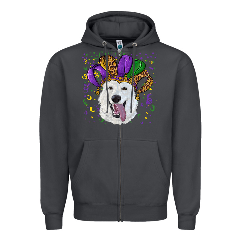 Mardi Gras Hat  White Shepherd Zipper Hoodie by RanaPortraitStore | Teevron