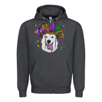 Smoke mardi gras hat  white shepherd Zipper Hoodie - RanaPortraitStore