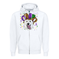 White mardi gras hat  white shepherd Zipper Hoodie - RanaPortraitStore