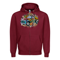 Burgundy vintage truck western Zipper Hoodie - Zillion Design Studio