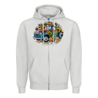 Dove Grey vintage truck western Zipper Hoodie - Zillion Design Studio