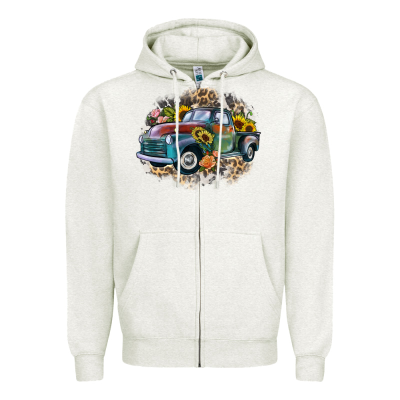 Vintage Truck Western Zipper Hoodie by Zillion Design Studio | Teevron