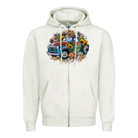 Oatmeal Heather vintage truck western Zipper Hoodie - Zillion Design Studio