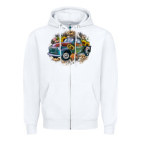 White vintage truck western Zipper Hoodie - Zillion Design Studio