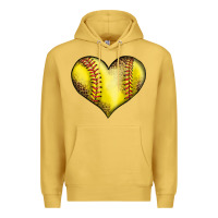 Antique Gold softball heart Premium Hoodie - LillyAllenDesigns