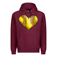 Burgundy softball heart Premium Hoodie - LillyAllenDesigns