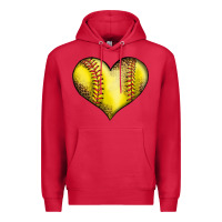 Cardinal softball heart Premium Hoodie - LillyAllenDesigns