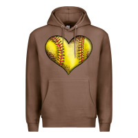 Chestnut softball heart Premium Hoodie - LillyAllenDesigns