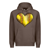 Coffee softball heart Premium Hoodie - LillyAllenDesigns