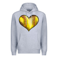 Heather Grey softball heart Premium Hoodie - LillyAllenDesigns