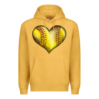 Mustard softball heart Premium Hoodie - LillyAllenDesigns