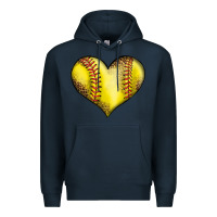 Navy softball heart Premium Hoodie - LillyAllenDesigns