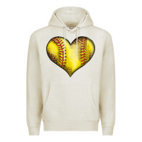 Oatmeal Heather softball heart Premium Hoodie - LillyAllenDesigns