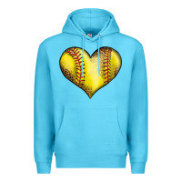 Ocean Blue softball heart Premium Hoodie - LillyAllenDesigns
