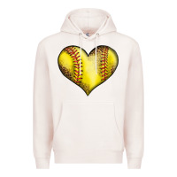 Pale Pink softball heart Premium Hoodie - LillyAllenDesigns