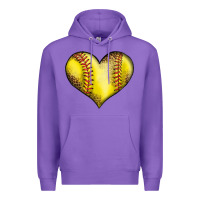 Purple softball heart Premium Hoodie - LillyAllenDesigns