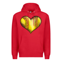Red softball heart Premium Hoodie - LillyAllenDesigns