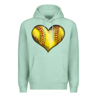 Seafoam softball heart Premium Hoodie - LillyAllenDesigns