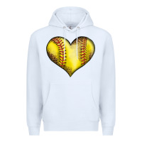 White softball heart Premium Hoodie - LillyAllenDesigns