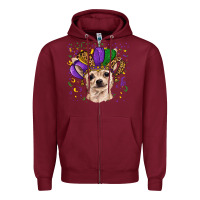 Burgundy mardi gras hat chihuahua Zipper Hoodie - RanaPortraitStore
