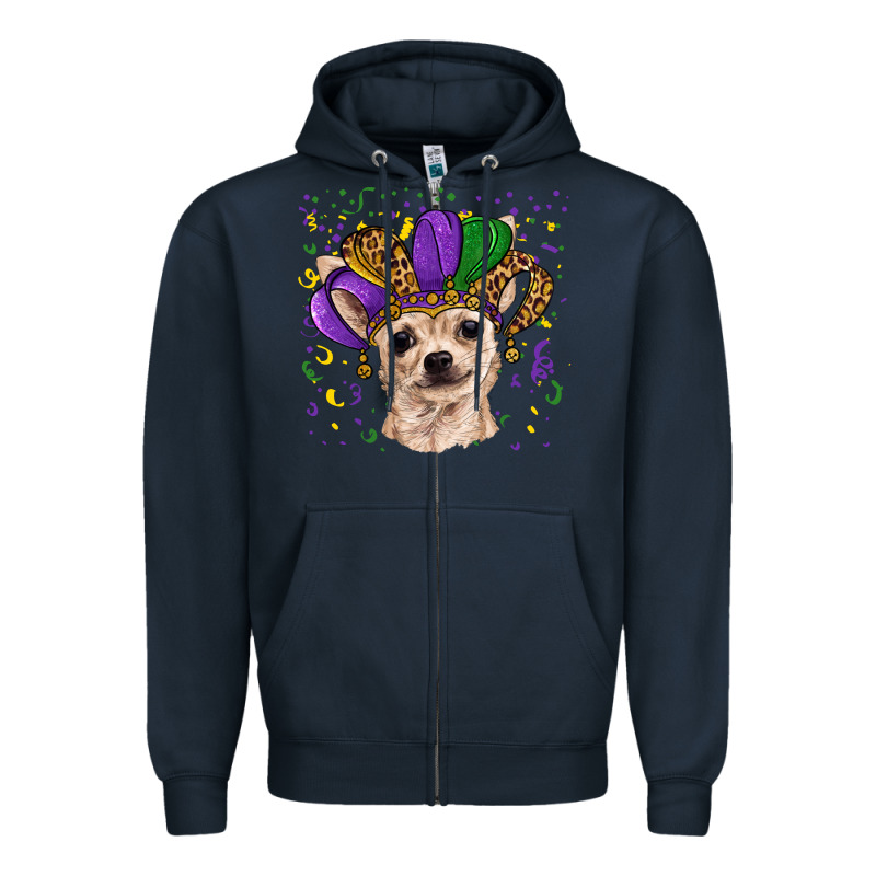 Mardi Gras Hat Chihuahua Zipper Hoodie by RanaPortraitStore | Teevron