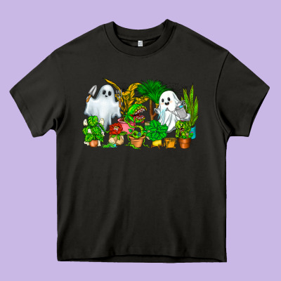 Spooky Plants Heavy Core Tee Designed By Cowhidedigitalart