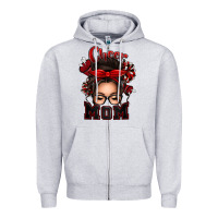 Heather Grey cheer mom messy bun Zipper Hoodie - texasbilliewilder
