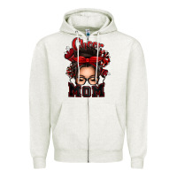 Oatmeal Heather cheer mom messy bun Zipper Hoodie - texasbilliewilder