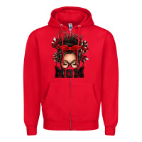 Red cheer mom messy bun Zipper Hoodie - texasbilliewilder