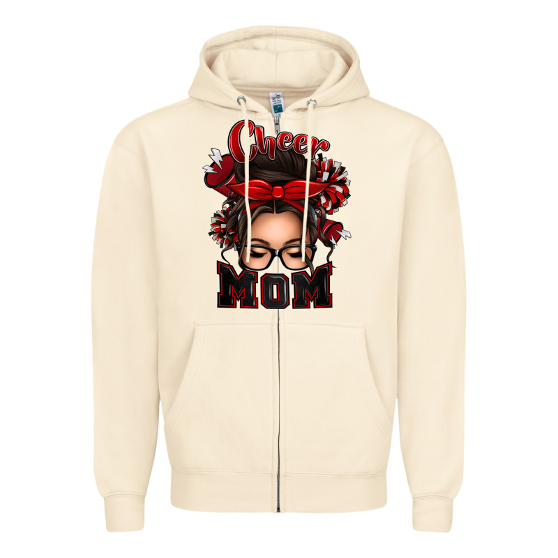 Cheer Mom Messy Bun Zipper Hoodie by texasbilliewilder | Teevron
