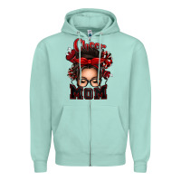 Seafoam cheer mom messy bun Zipper Hoodie - texasbilliewilder