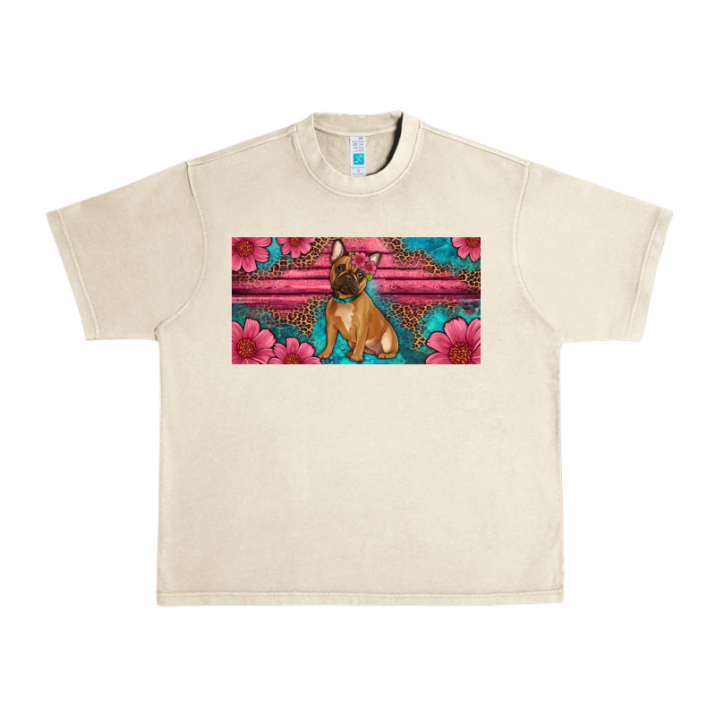 French Bulldog Floral License Plate Urban Heavy Tee by Artiststas | Teevron