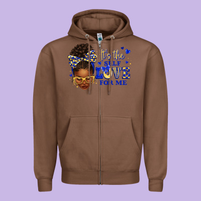 Sorority Colors Blue And Gold It's The Self Love F Zipper Hoodie Designed By Texasbilliewilder