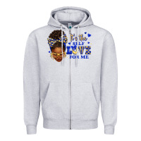 Heather Grey sorority colors blue and gold it's the self love f Zipper Hoodie - texasbilliewilder