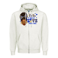 Oatmeal Heather sorority colors blue and gold it's the self love f Zipper Hoodie - texasbilliewilder