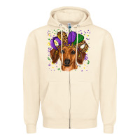 Sandshell mardi gras hat dachshund Zipper Hoodie - RanaPortraitStore