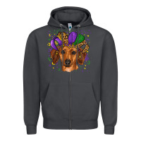 Smoke mardi gras hat dachshund Zipper Hoodie - RanaPortraitStore