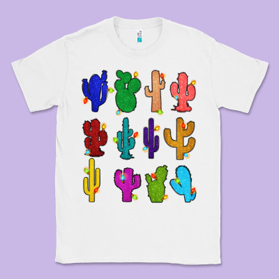 Classic Tee christmas glitter cactus