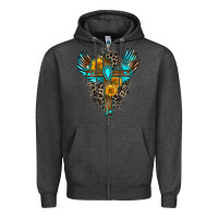 Charcoal Heather gemstone cross Zipper Hoodie - Zillion Design Studio